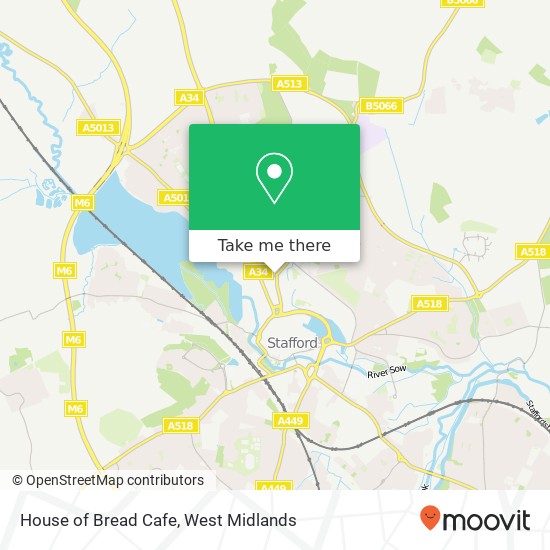 House of Bread Cafe, Abbots Walk Stafford Stafford ST16 3 map