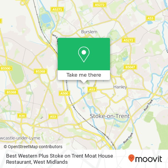 Best Western Plus Stoke on Trent Moat House Restaurant, Festival Way Hanley Stoke-on-Trent ST1 5 map