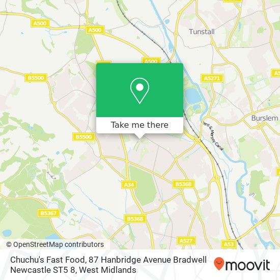 Chuchu's Fast Food, 87 Hanbridge Avenue Bradwell Newcastle ST5 8 map