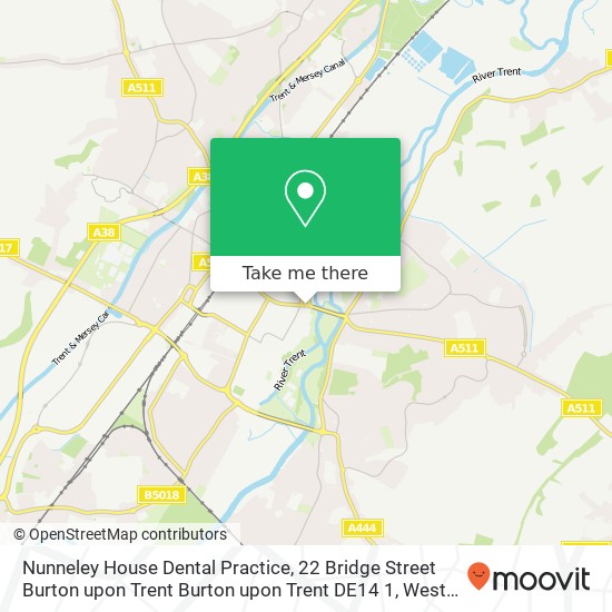 Nunneley House Dental Practice, 22 Bridge Street Burton upon Trent Burton upon Trent DE14 1 map