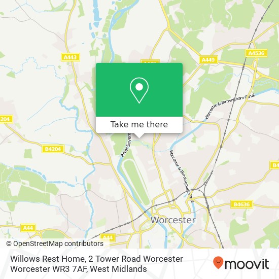 Willows Rest Home, 2 Tower Road Worcester Worcester WR3 7AF map