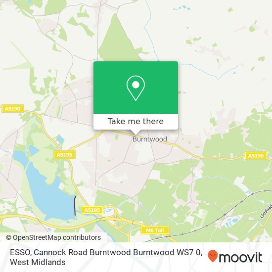 ESSO, Cannock Road Burntwood Burntwood WS7 0 map