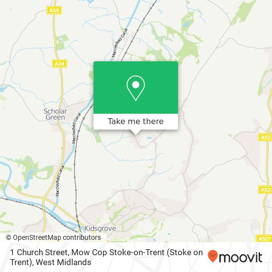 1 Church Street, Mow Cop Stoke-on-Trent (Stoke on Trent) map