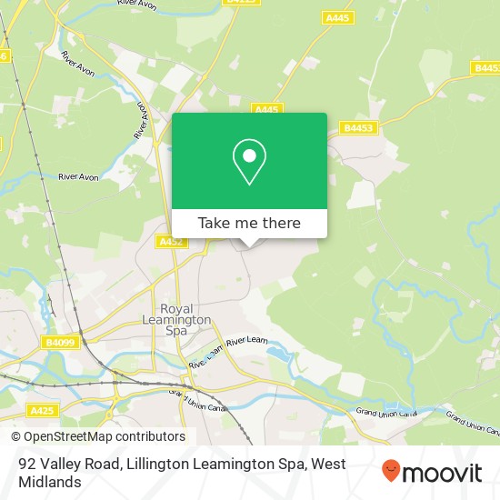 92 Valley Road, Lillington Leamington Spa map