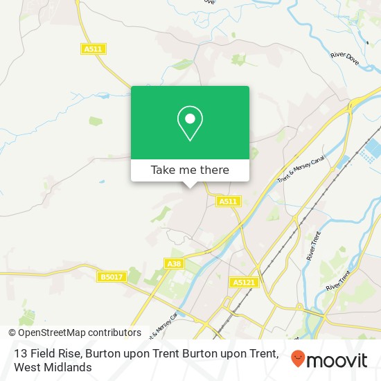 13 Field Rise, Burton upon Trent Burton upon Trent map