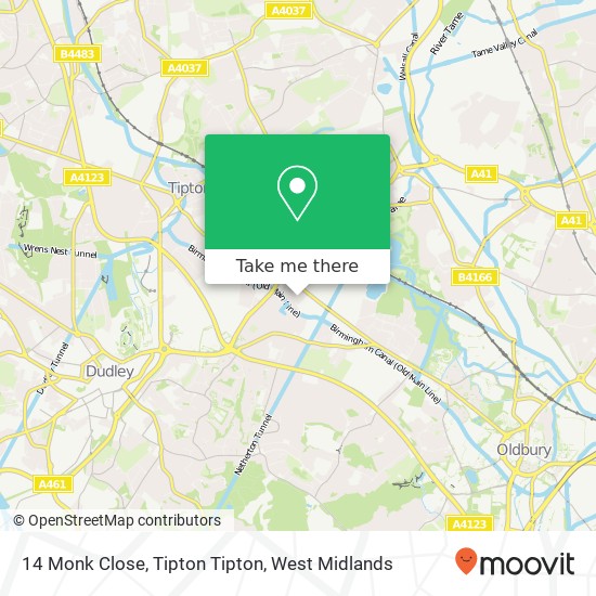 14 Monk Close, Tipton Tipton map