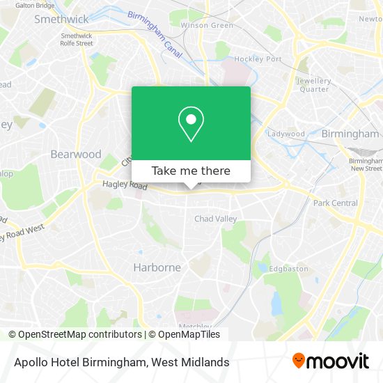 Apollo Hotel Birmingham map