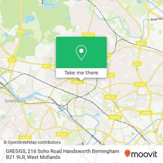 GREGGS, 216 Soho Road Handsworth Birmingham B21 9LR map