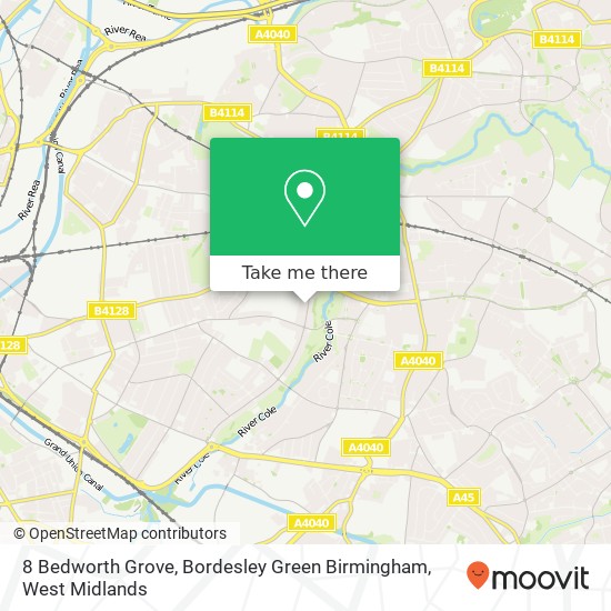 8 Bedworth Grove, Bordesley Green Birmingham map