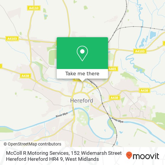 McColl R Motoring Services, 152 Widemarsh Street Hereford Hereford HR4 9 map