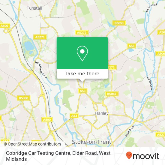 Cobridge Car Testing Centre, Elder Road map