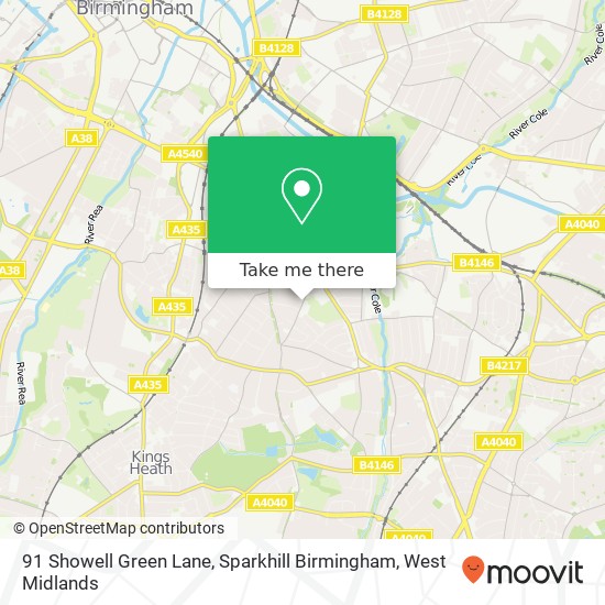91 Showell Green Lane, Sparkhill Birmingham map