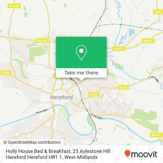 Holly House Bed & Breakfast, 23 Aylestone Hill Hereford Hereford HR1 1 map