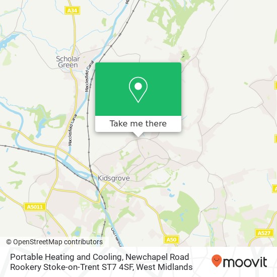 Portable Heating and Cooling, Newchapel Road Rookery Stoke-on-Trent ST7 4SF map