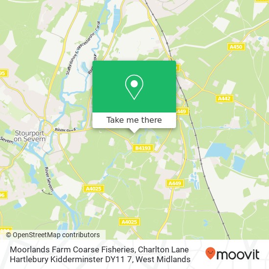 Moorlands Farm Coarse Fisheries, Charlton Lane Hartlebury Kidderminster DY11 7 map