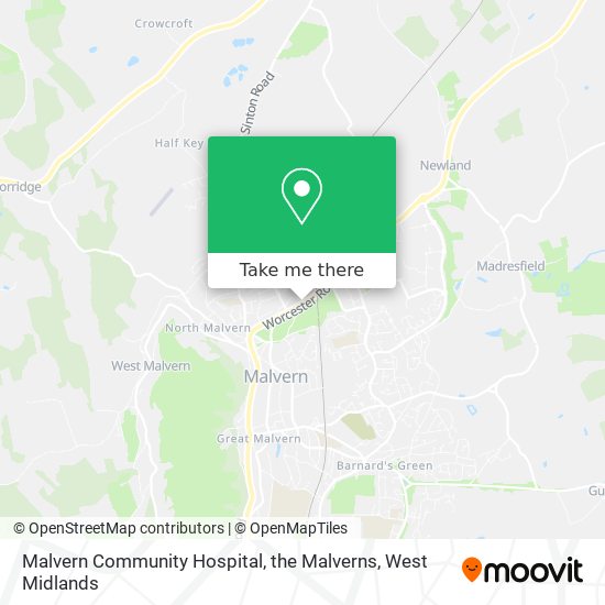 Malvern Community Hospital, the Malverns map