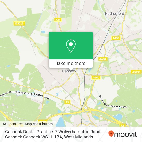 Cannock Dental Practice, 7 Wolverhampton Road Cannock Cannock WS11 1BA map