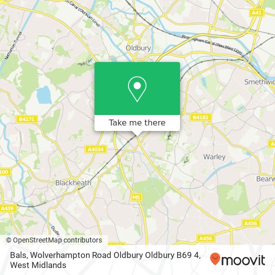 Bals, Wolverhampton Road Oldbury Oldbury B69 4 map