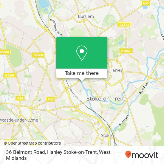 36 Belmont Road, Hanley Stoke-on-Trent map