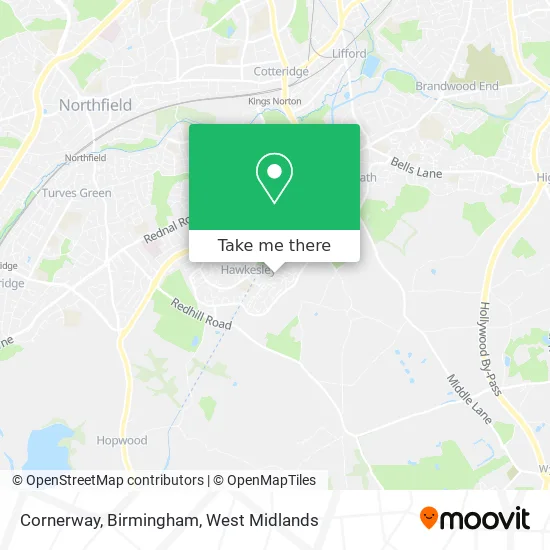 Kings Norton Birmingham Map How To Get To Cornerway, Birmingham In King's Norton By Bus Or Train?