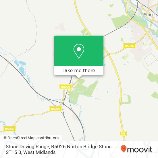 Stone Driving Range, B5026 Norton Bridge Stone ST15 0 map