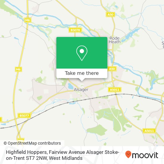 Highfield Hoppers, Fairview Avenue Alsager Stoke-on-Trent ST7 2NW map