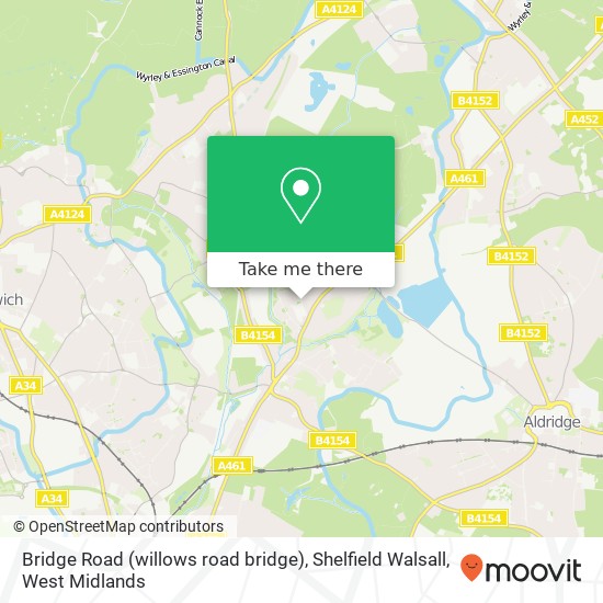 Bridge Road (willows road bridge), Shelfield Walsall map
