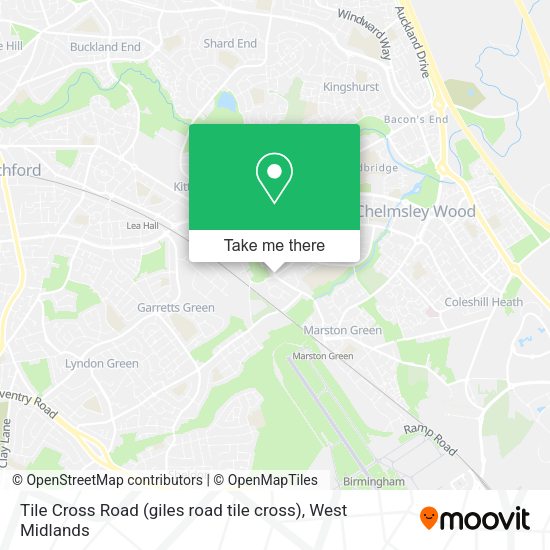 How to get to Tile Cross Road (giles road tile cross) in Glebe Farm