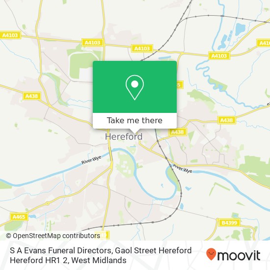 S A Evans Funeral Directors, Gaol Street Hereford Hereford HR1 2 map