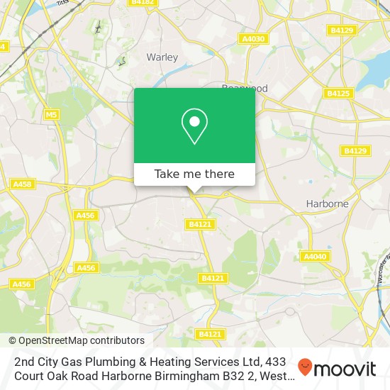 2nd City Gas Plumbing & Heating Services Ltd, 433 Court Oak Road Harborne Birmingham B32 2 map