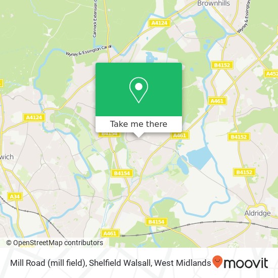 Mill Road (mill field), Shelfield Walsall map