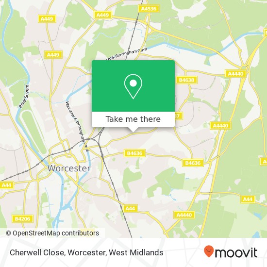 Cherwell Close, Worcester map