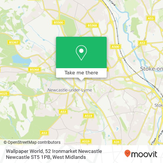 Wallpaper World, 52 Ironmarket Newcastle Newcastle ST5 1PB map
