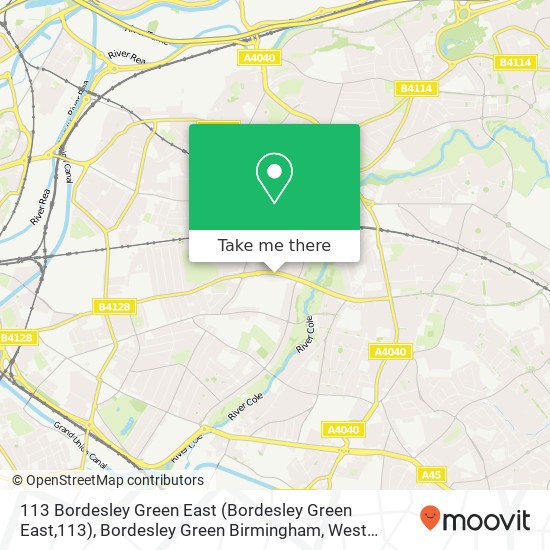 113 Bordesley Green East (Bordesley Green East,113), Bordesley Green Birmingham map