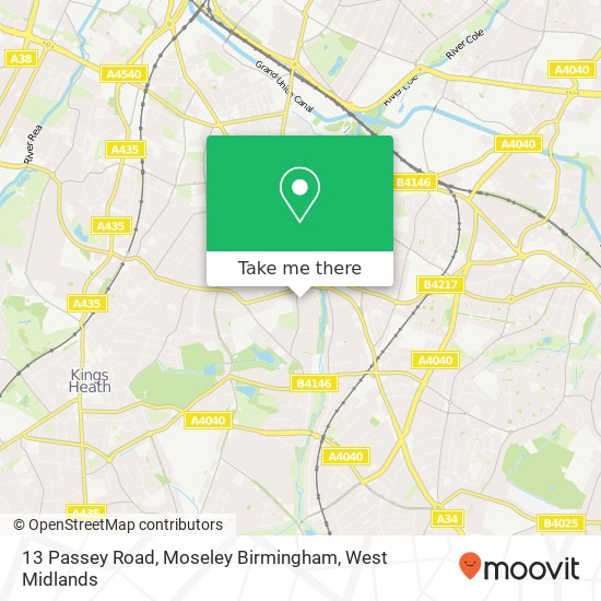 13 Passey Road, Moseley Birmingham map