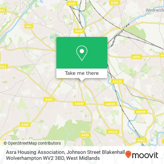 Asra Housing Association, Johnson Street Blakenhall Wolverhampton WV2 3BD map