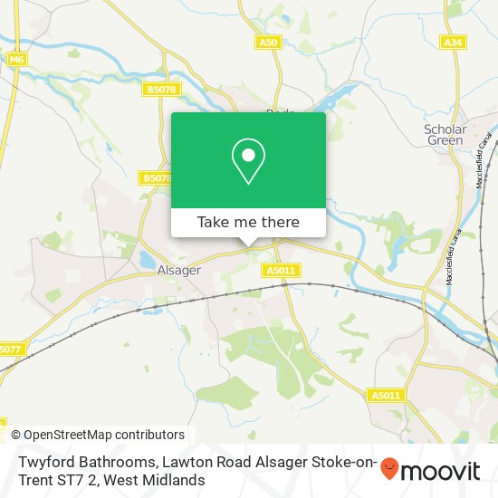 Twyford Bathrooms, Lawton Road Alsager Stoke-on-Trent ST7 2 map