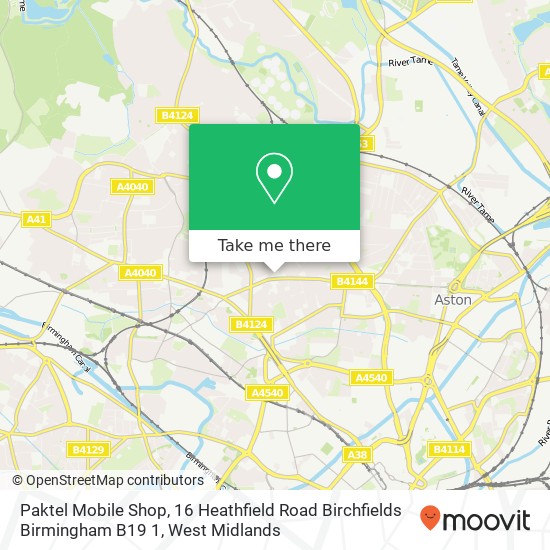 Paktel Mobile Shop, 16 Heathfield Road Birchfields Birmingham B19 1 map