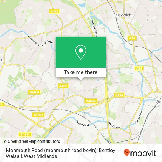 Monmouth Road (monmouth road bevin), Bentley Walsall map