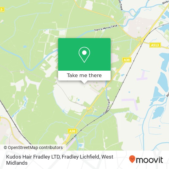 Kudos Hair Fradley LTD, Fradley Lichfield map