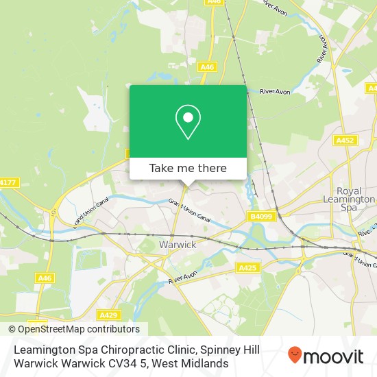 Leamington Spa Chiropractic Clinic, Spinney Hill Warwick Warwick CV34 5 map