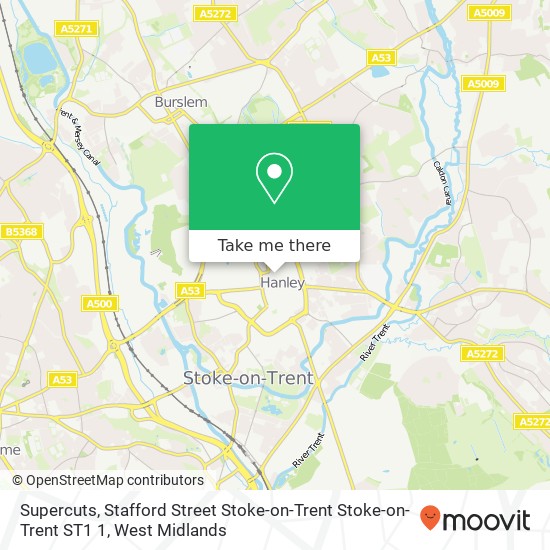 Supercuts, Stafford Street Stoke-on-Trent Stoke-on-Trent ST1 1 map