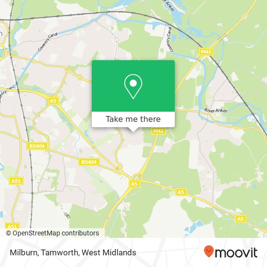 Milburn, Tamworth map