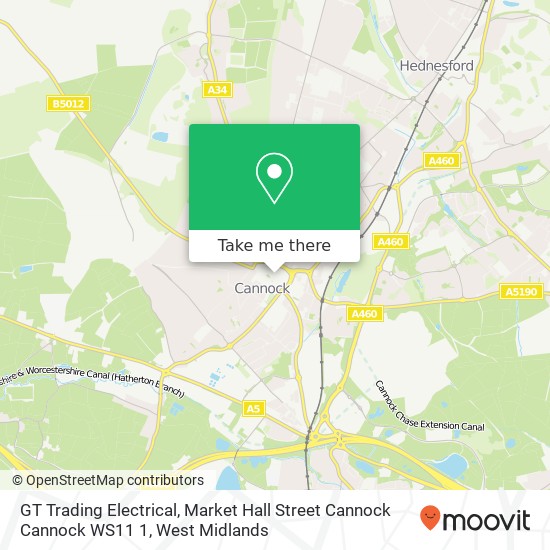 GT Trading Electrical, Market Hall Street Cannock Cannock WS11 1 map