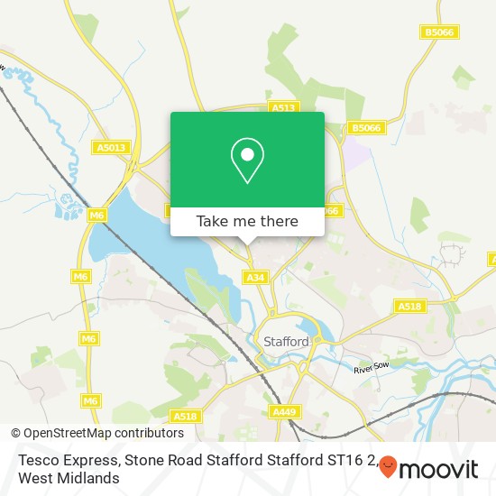 Tesco Express, Stone Road Stafford Stafford ST16 2 map