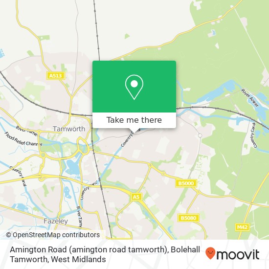 Amington Road (amington road tamworth), Bolehall Tamworth map