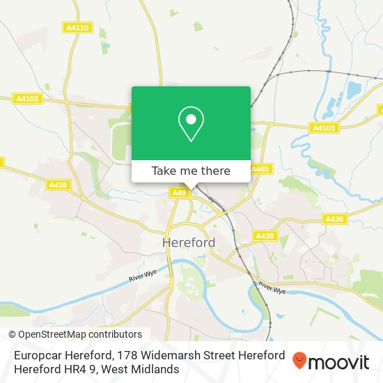 Europcar Hereford, 178 Widemarsh Street Hereford Hereford HR4 9 map