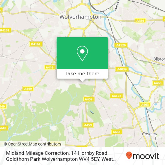 Midland Mileage Correction, 14 Hornby Road Goldthorn Park Wolverhampton WV4 5EY map