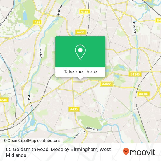 65 Goldsmith Road, Moseley Birmingham map