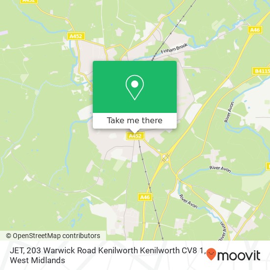 JET, 203 Warwick Road Kenilworth Kenilworth CV8 1 map